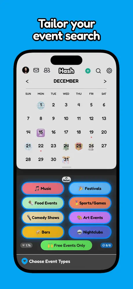 Tailor your event search